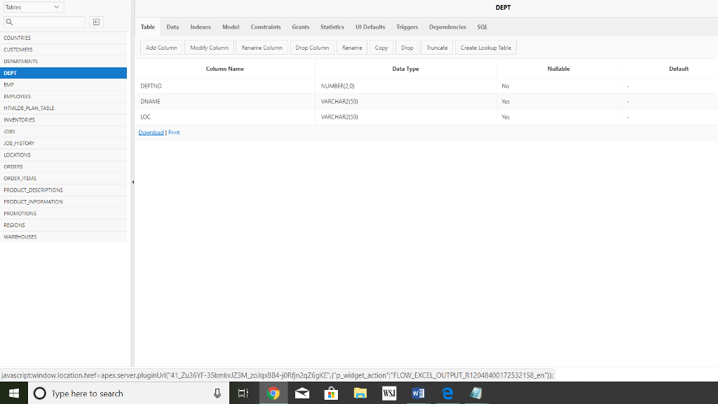 the empno, ename , job along with the location information from the