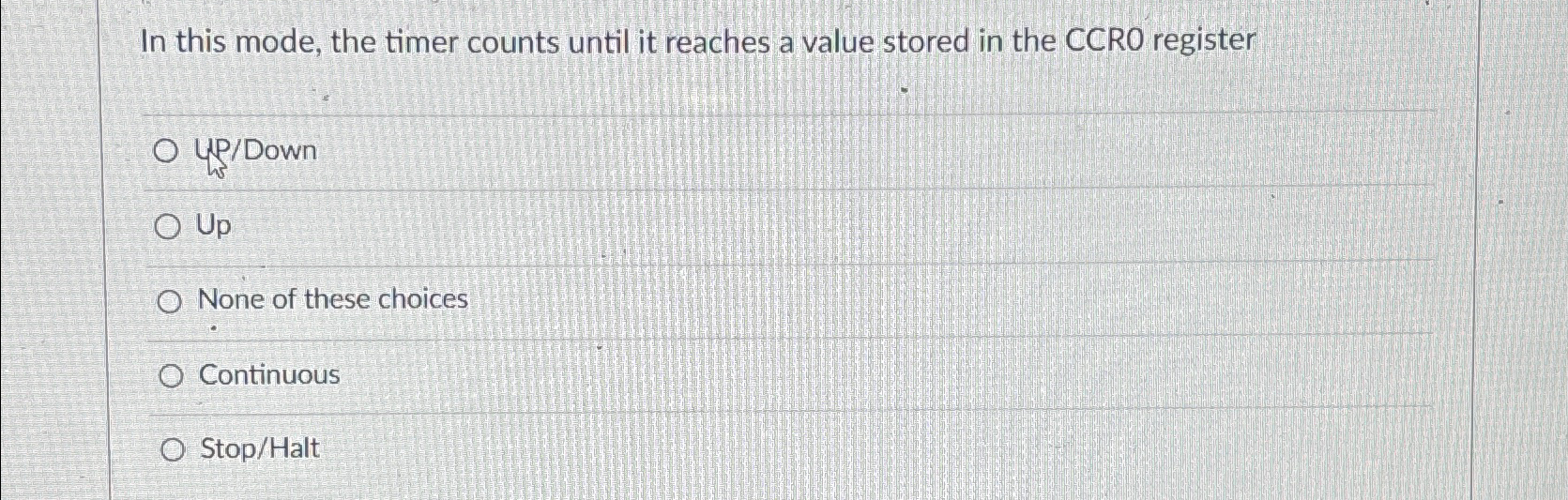  In this mode, the timer counts until it reaches a value