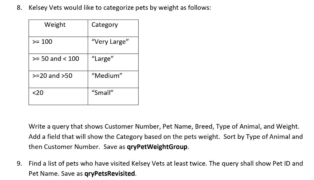 Answer all questions in the Kelsey Vets database - Rename the database