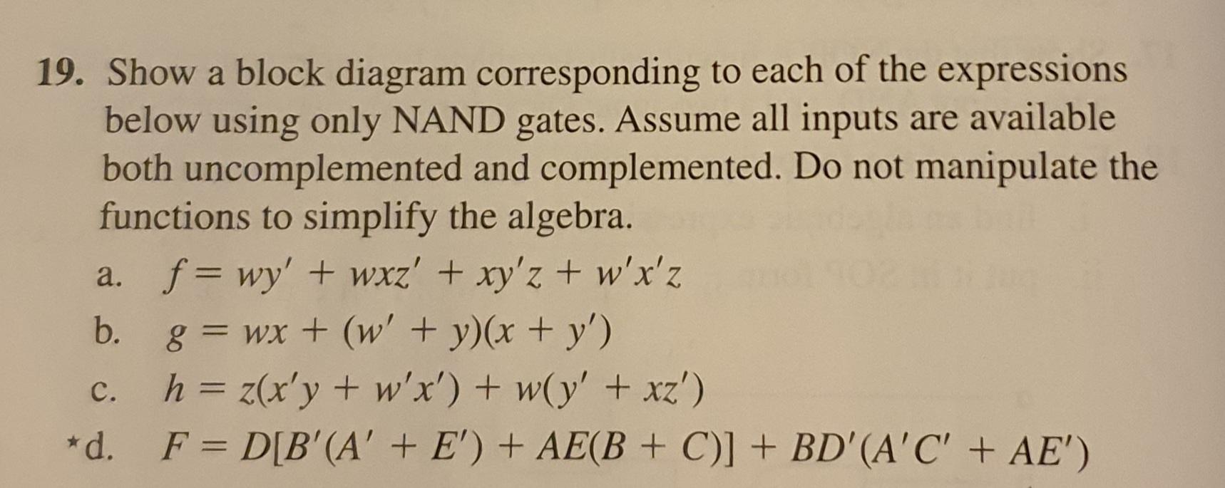 NOTE: PLEASE HELP THIS PROBLEM. a) and b) using NAND GATES and