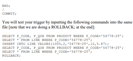 in to it from the table INVOICE. The code for this procedure