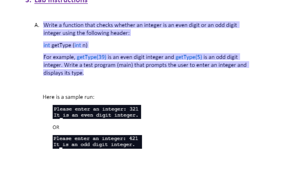Language C++ A. Write a function that checks whether an integer is