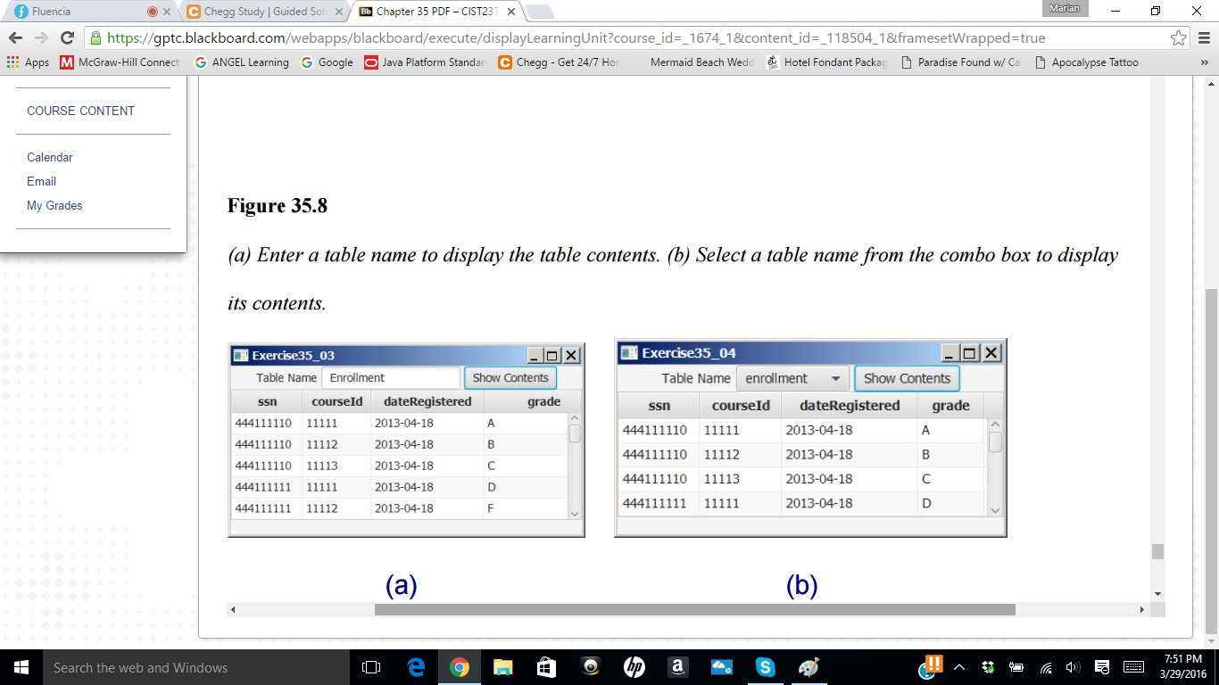 java exercise: *35.3 (Display table contents) Write a program that displays the