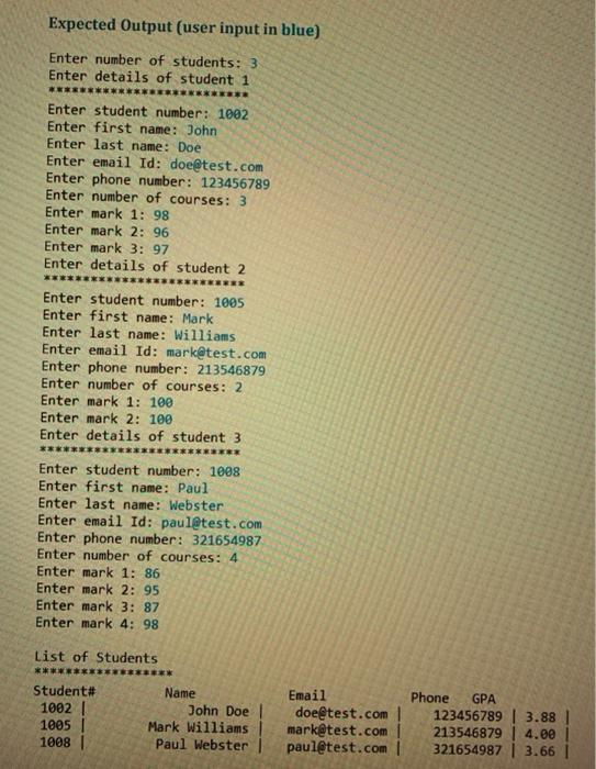 of a person (first name, last name, email, and phone number) and