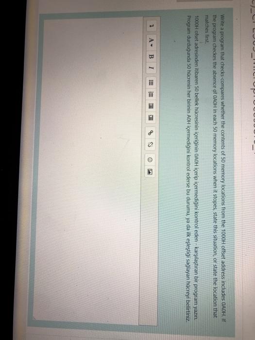 the contents of 50 memory locations from the 1000H offset address includes