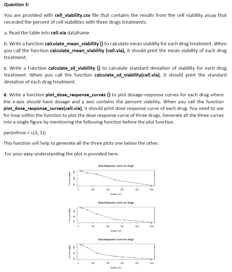  Question 3: You are provided with cell_viability.csv file that contains the