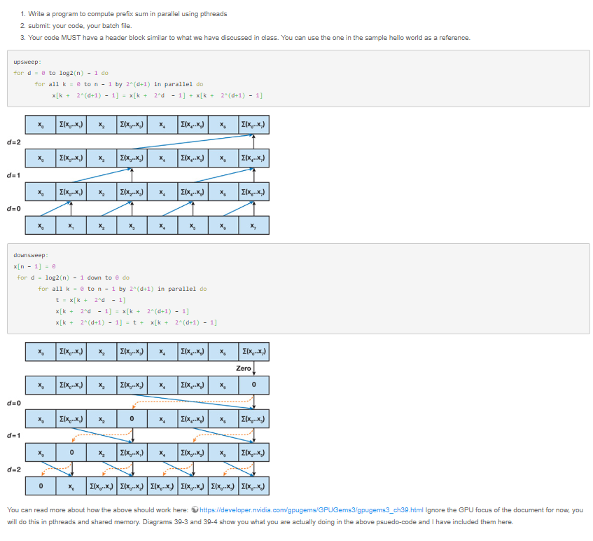 1. White a program to compute prefix sum in parallel using