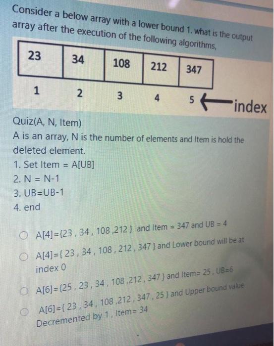  Consider a below array with a lower bound 1. what is