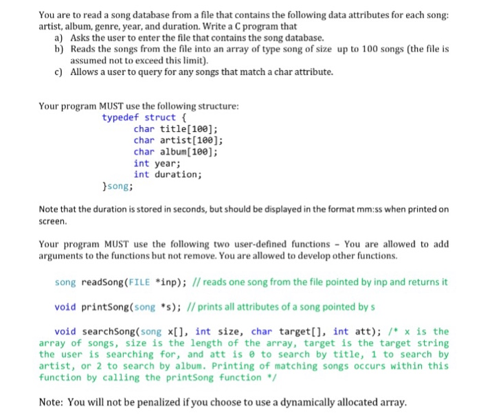  I need this answered using C programming please, not C++ so
