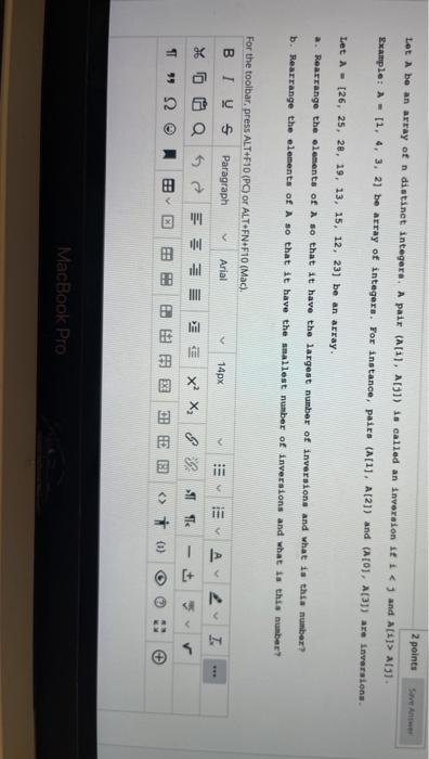  Let A be an array of a distinct integera. A pair