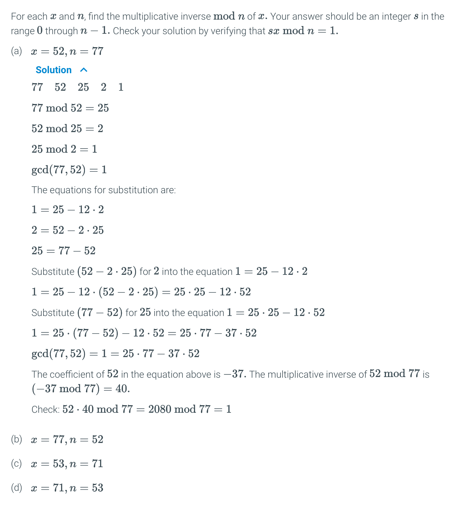  Please solve b,c, and d the way a is solved with