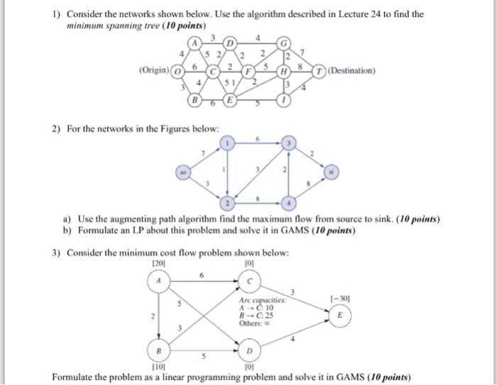 Consider the networks shown below. Use the algorithm described in Lecture