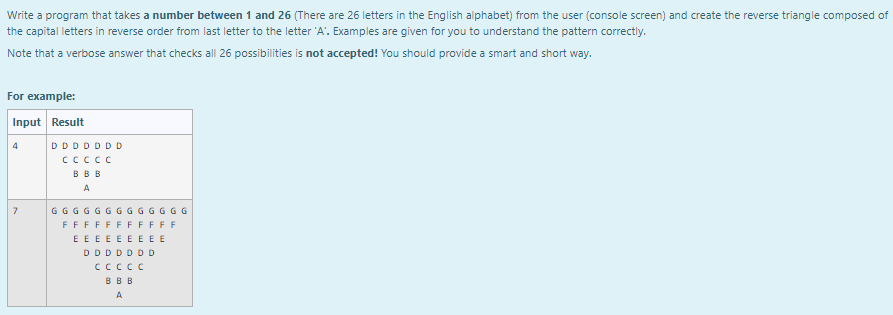  Write a program that takes a number between 1 and 26