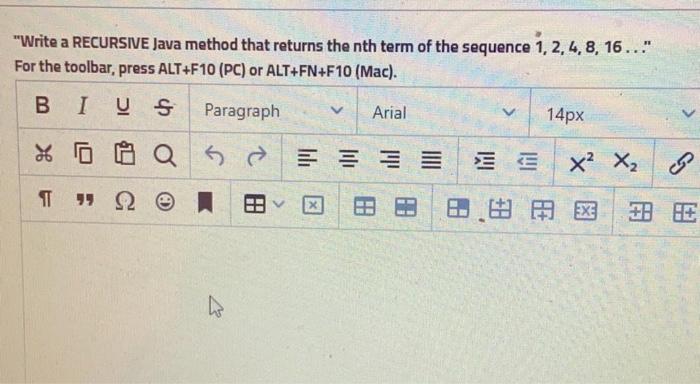  ? "Write a RECURSIVE Java method that returns the nth term