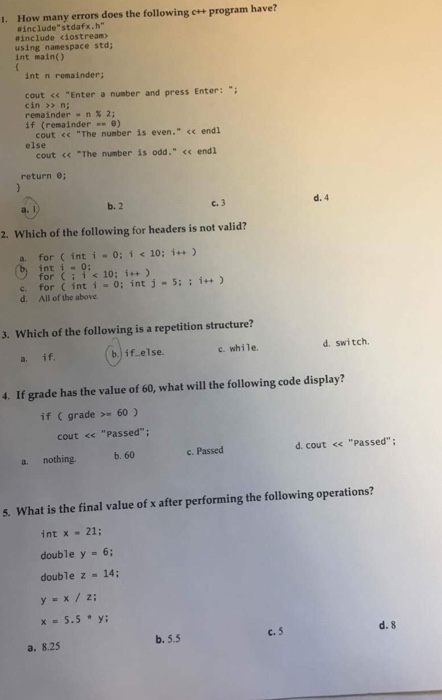  How many errors does the following c++ program have? I #include"