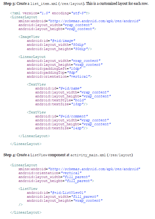 displaved content in ListView Problem 1 has shown that we can use