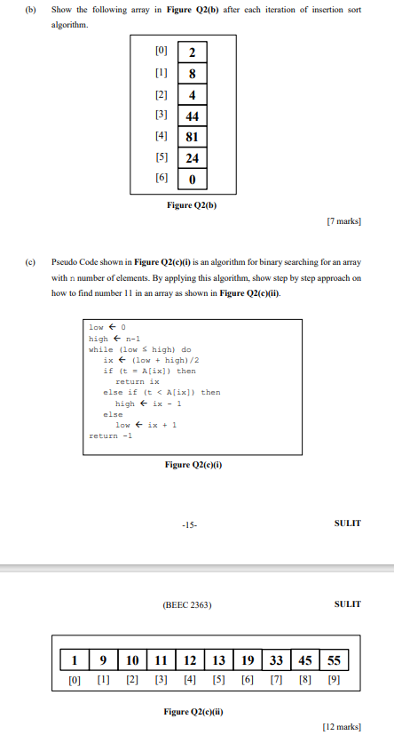  C++ PROGRAM (b) Show the following array in Figure Q2(b) after