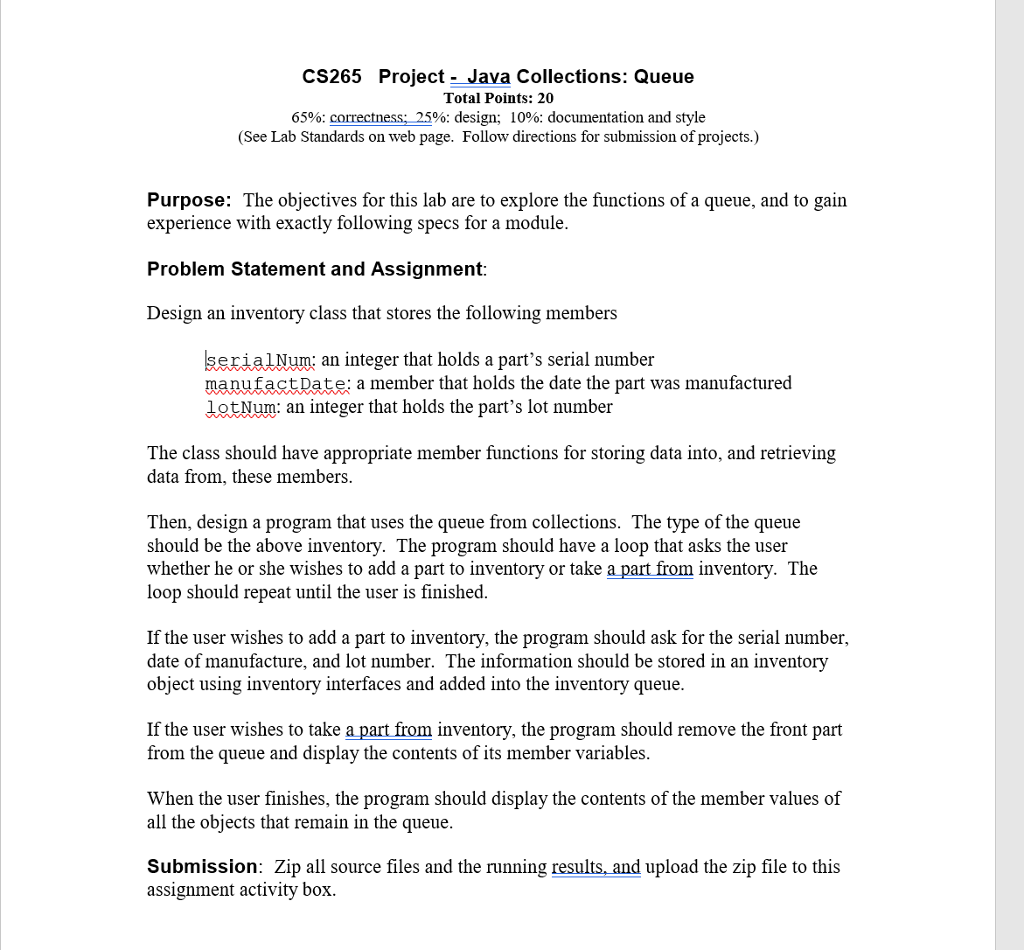 i need a deatiled answer for this question from starting. CS265 Project-