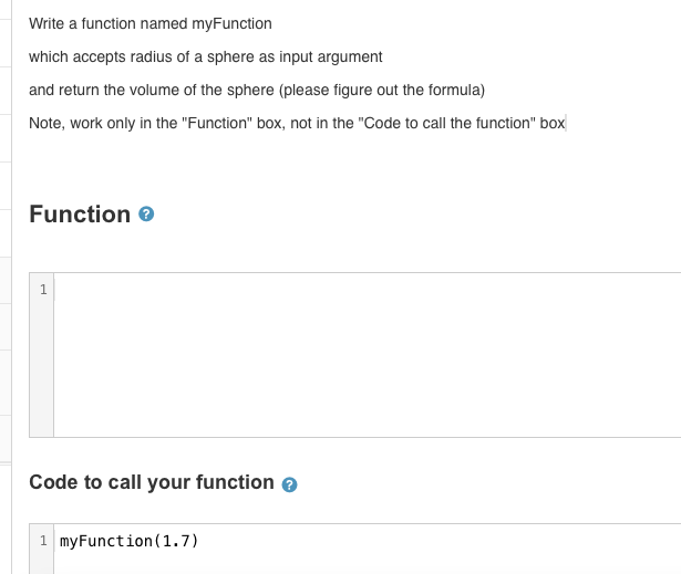 MATLAB Write a function named myFunction which accepts radius of a sphere