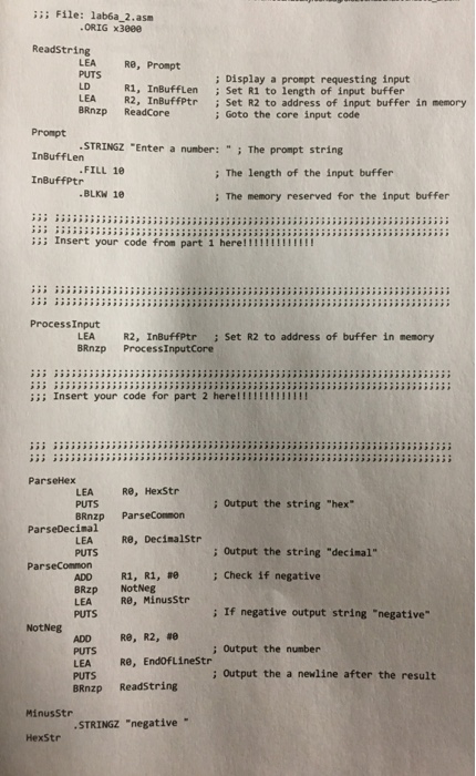 course website and complete it as follows. Add code that parses the