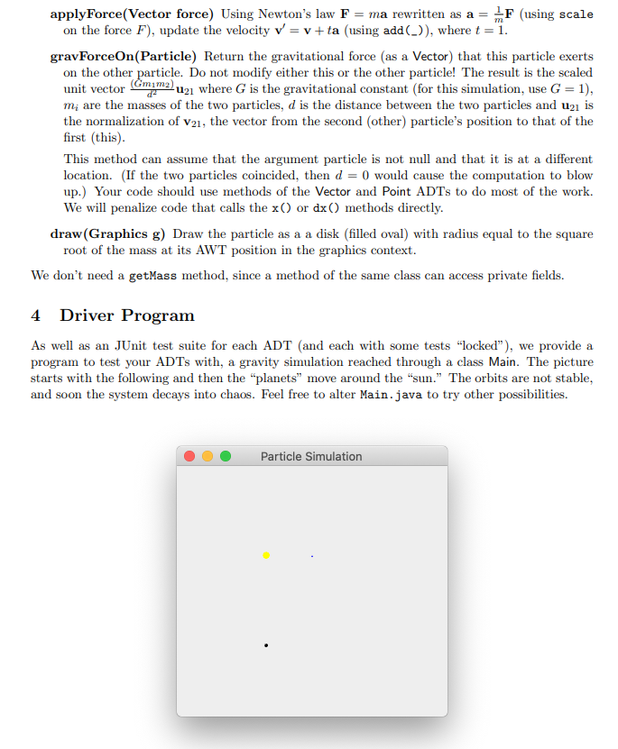 the ADT Point A Point is a simple immutable class with two