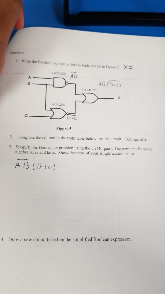  Question 1. Write the Boolean expression for the logic circuit in