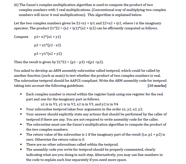 iii) The Gauss's complex multiplication algorithm is used to compute the