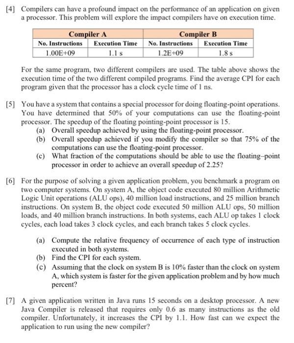 same instruction set with the clock rates and CPIs given in the