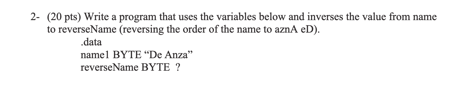  In x86 Assembly Language please. DO NOT ANSWER IN ANY OTHER