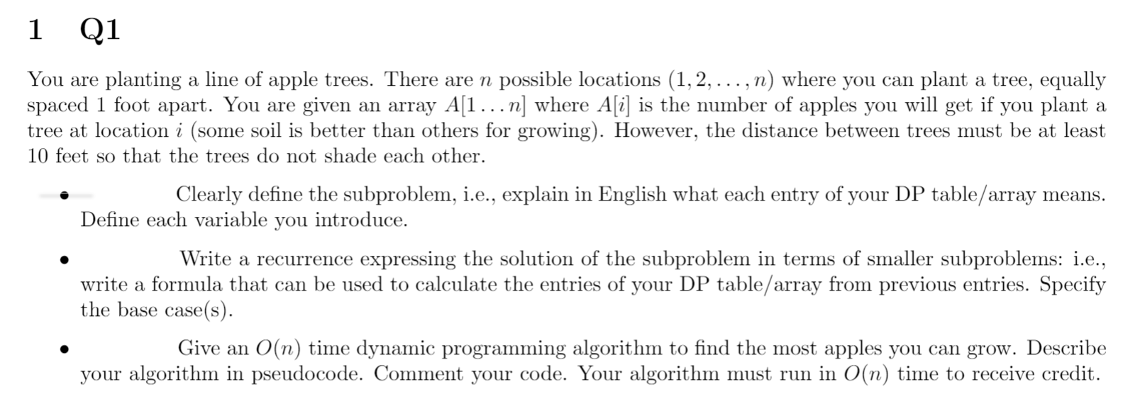 DP = Dynamic Programming 1 Q1 You are planting a line of