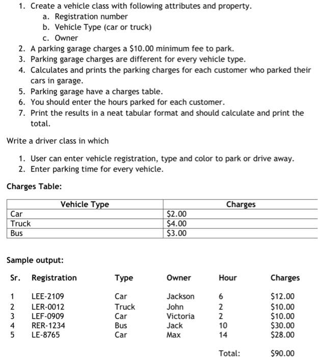 Solution is required in C++ language. 1. Create a vehicle class with