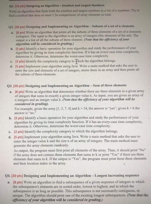 in a list of n numbers. Try to find a method that