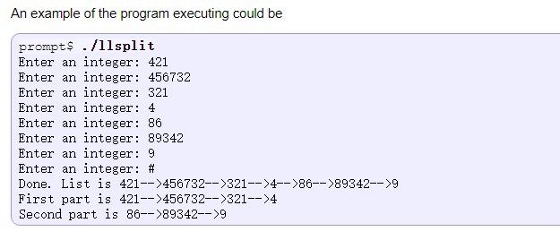 from the previous exercise to spit the linked list in two halves