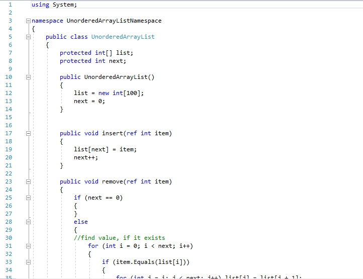 Lists 100 points Modify the supplied class UnorderedArrayList the following ways the