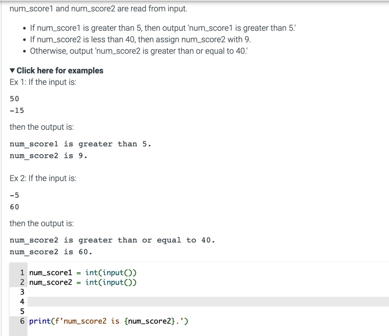  num_score 1 and num_score2 are read from input. If num_score 1