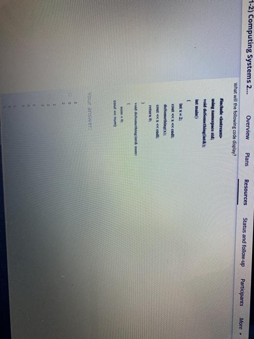  1-2) Computing Systems 2... Overview Plans Resources Status and follow-up Participants