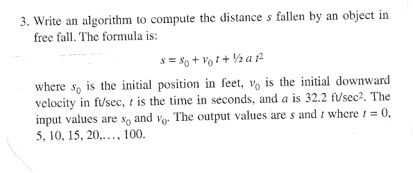 in C++ Please Write an algorithm to compute the distance s