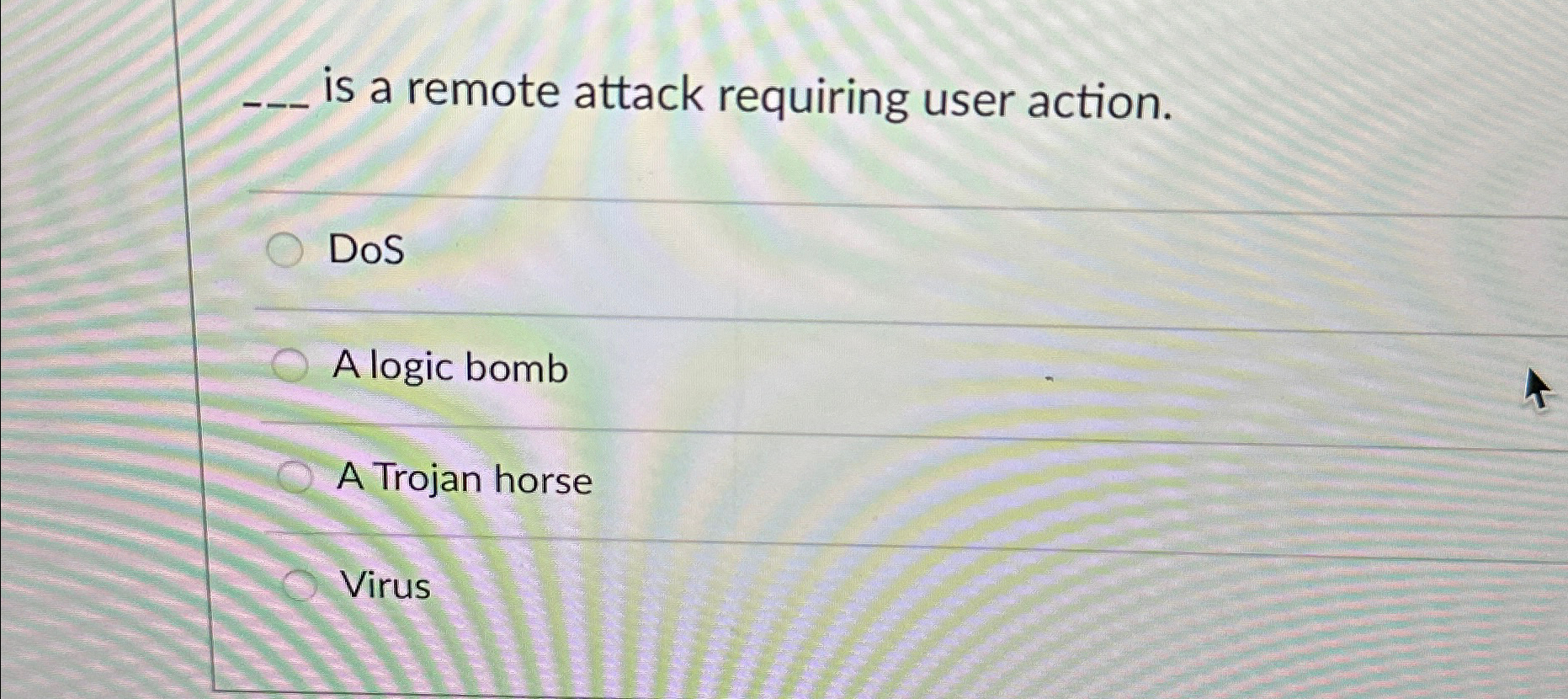  is a remote attack requiring user action. DoS A logic bomb