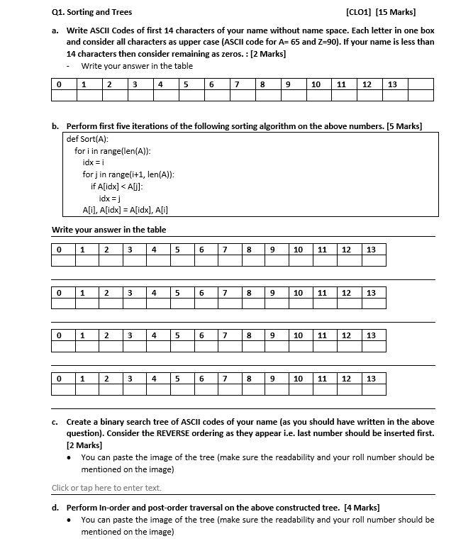  URGENTLY ANSWER REQUIRED !! ALL CODING IS ON PYTHON Q1. Sorting