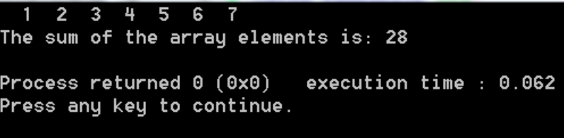 Write a function arraySum that accepts two arguments: an array of integers