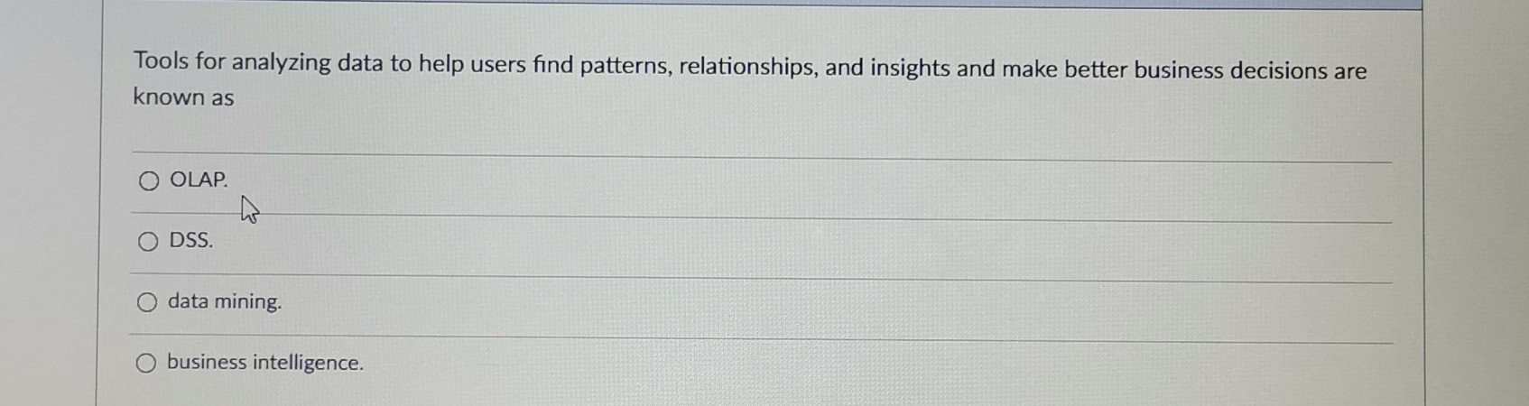  Tools for analyzing data to help users find patterns, relationships, and