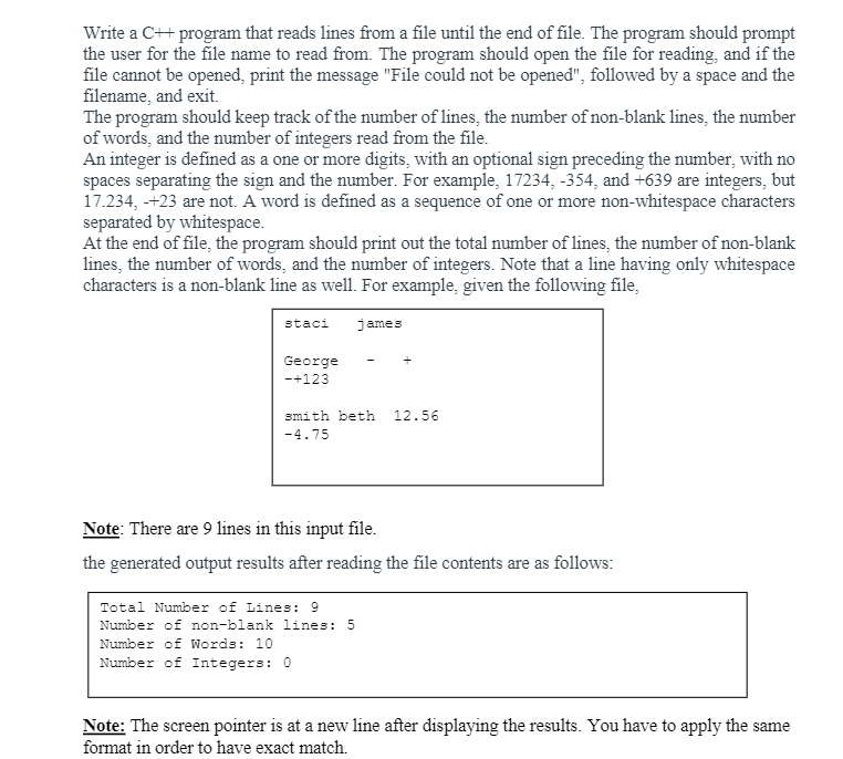  Write a C++ program that reads lines from a file until