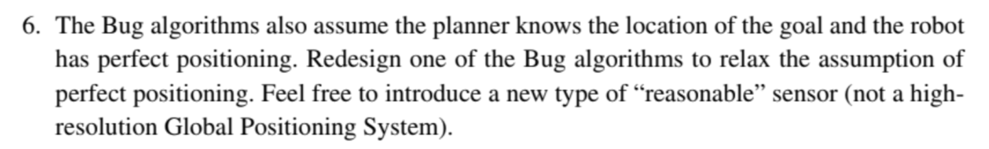  The Bug algorithms also assume the planner knows the location of