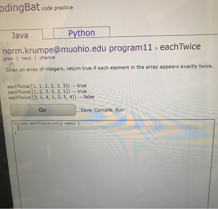  Java question Given an array of integers, return true if each