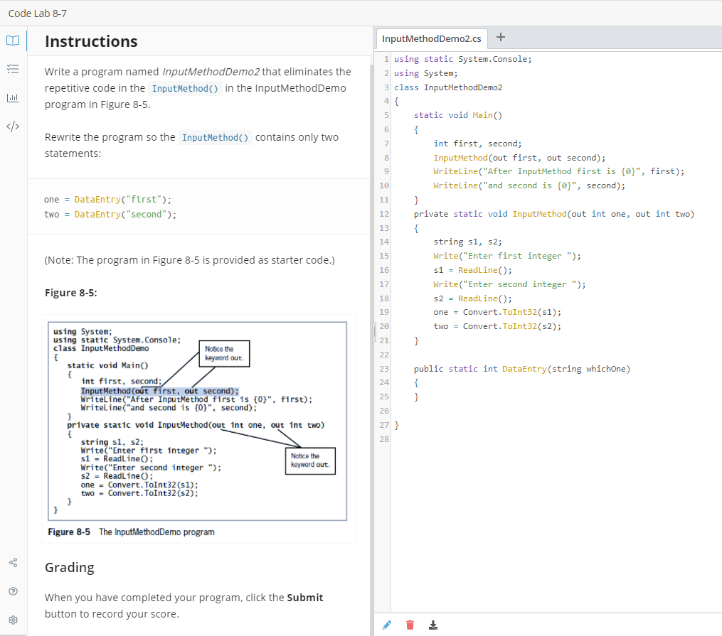 C# Programing Code Lab 8-7 m Instructions InputMethodDemo2.cs + Write a program
