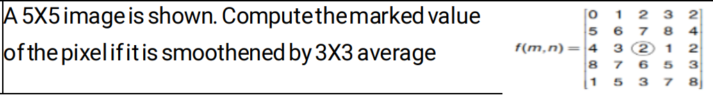  Q.2 A 5X5 image patch is shown below. Compute the value
