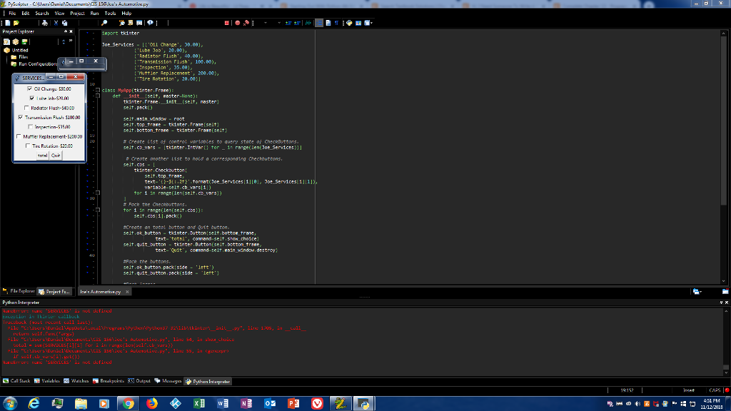  I am using Python but I Keep recieving "NameError: name 'SERVICES'