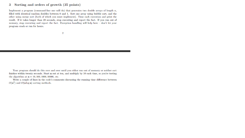  Implement a program (command-line one will do) that generates two double