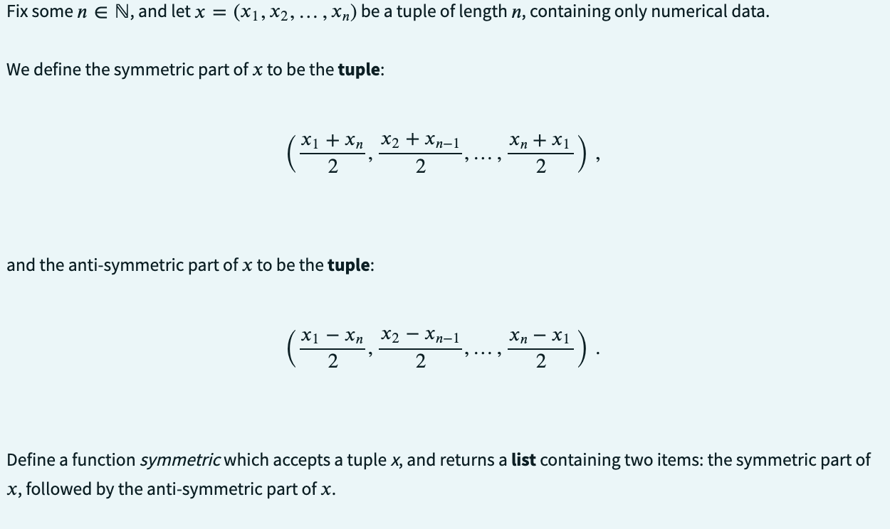 plz write in python 3 Fix some nN, and let x=(x1,x2,,xn)