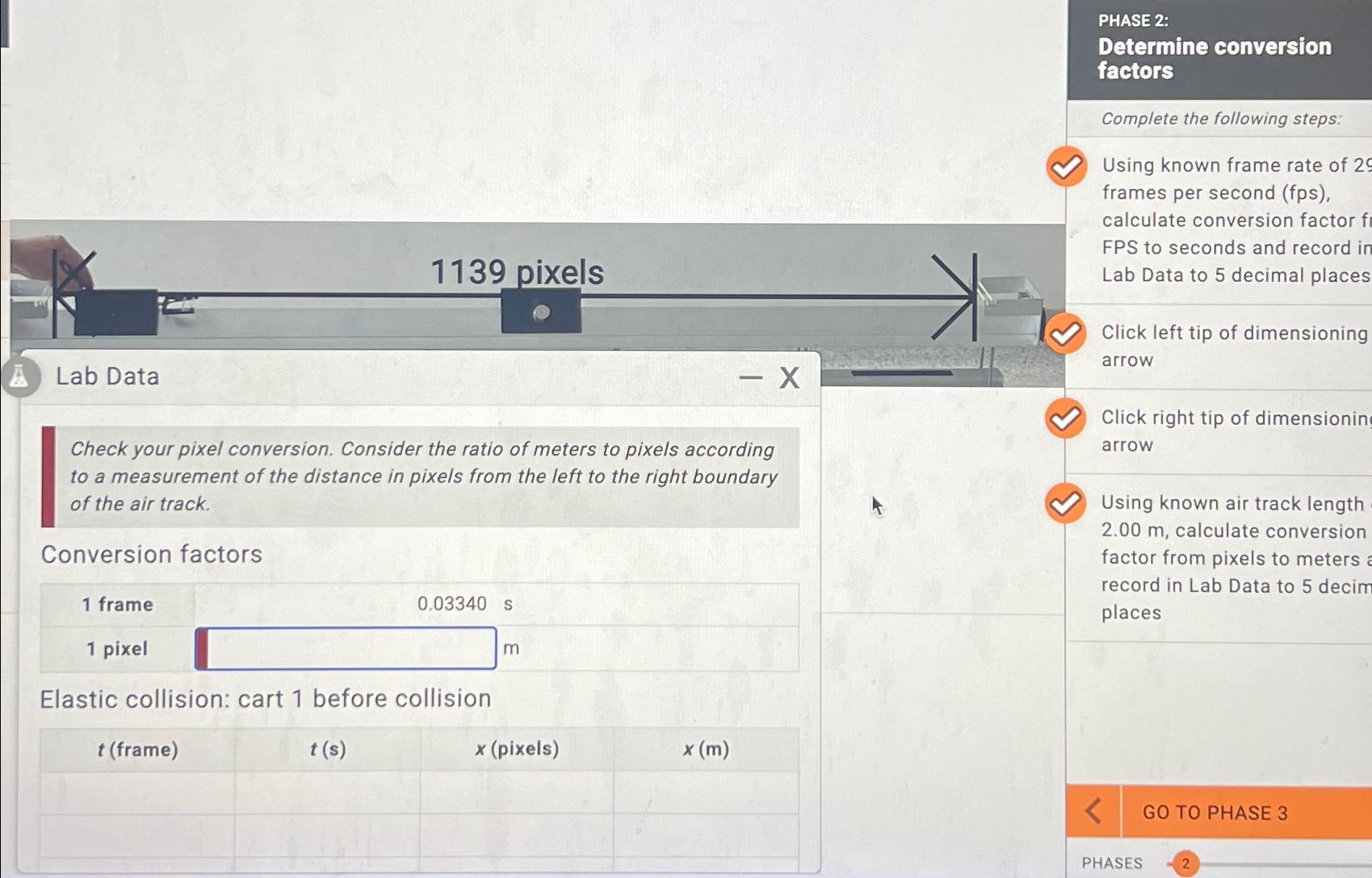  PHASE 2: Determine conversion factors Complete the following steps: Using known